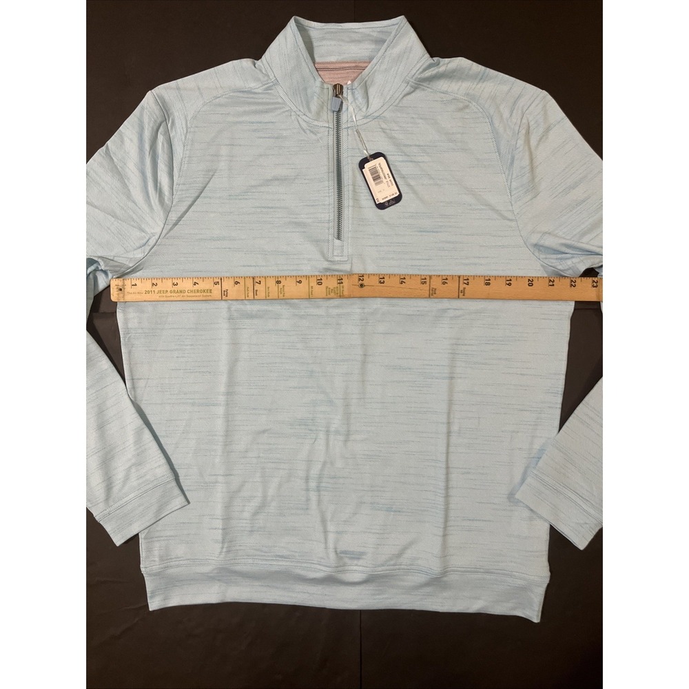 Johnnie-O Apex 1/4 Zip Active Pullover Mens Medium Baja Blue Heather NWT $148 - Picture 9 of 11